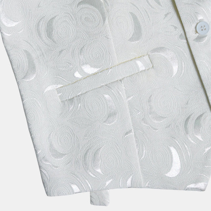 Gilet blanc élégant pour homme, à trois poches, en jacquard à motif cachemire. - image 7