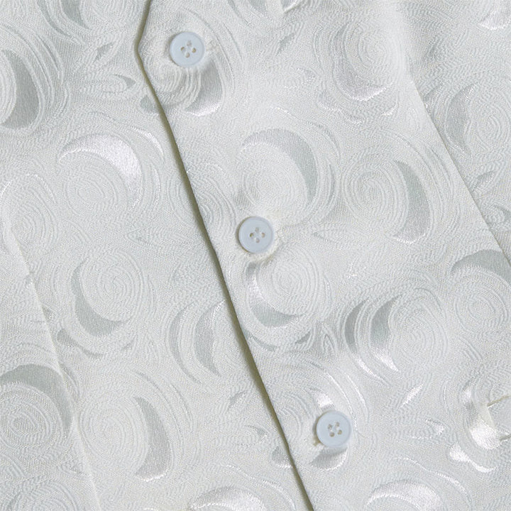 Gilet blanc élégant pour homme, à trois poches, en jacquard à motif cachemire. - image 6