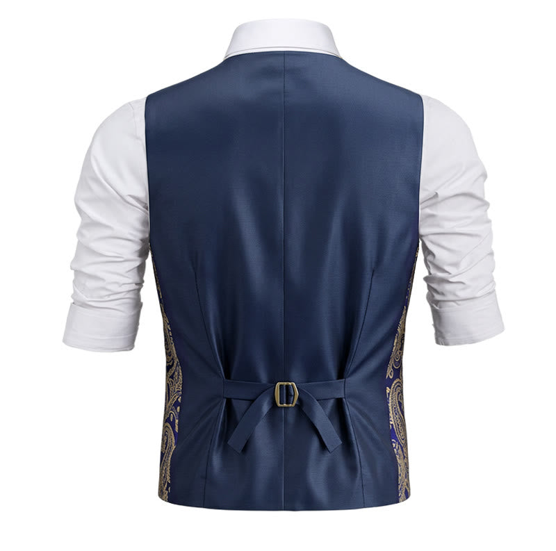 Ensemble de 3 pièces pour homme, gilet habillé à motif cachemire rétro - image 8