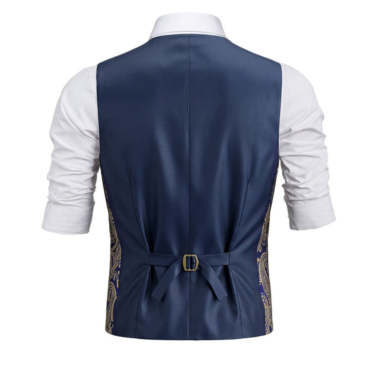 Ensemble de 3 pièces pour homme, gilet habillé à motif cachemire rétro - image 8
