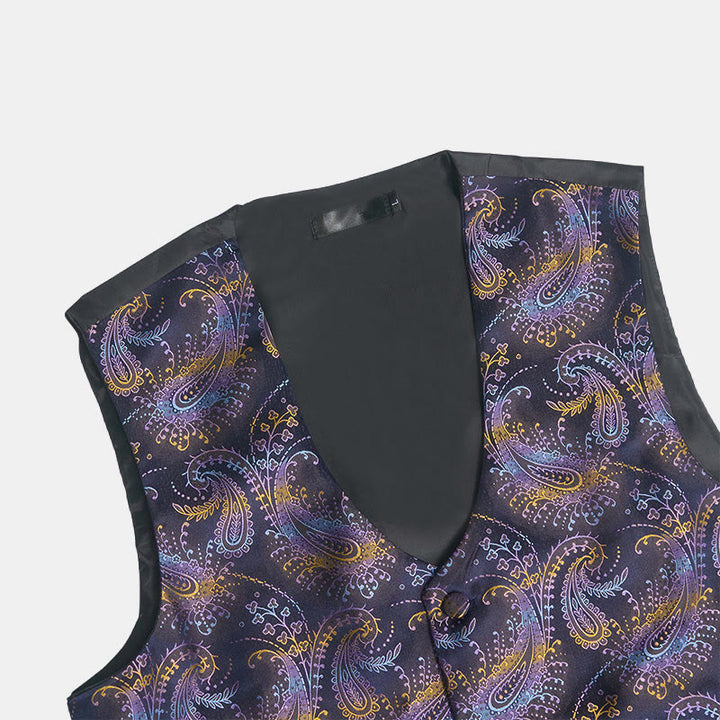 Ensemble de 3 pièces pour homme, gilet habillé à motif cachemire rétro - image 9