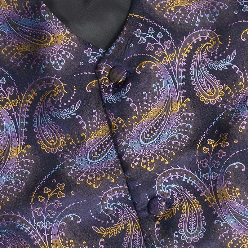Ensemble de 3 pièces pour homme, gilet habillé à motif cachemire rétro - image 10