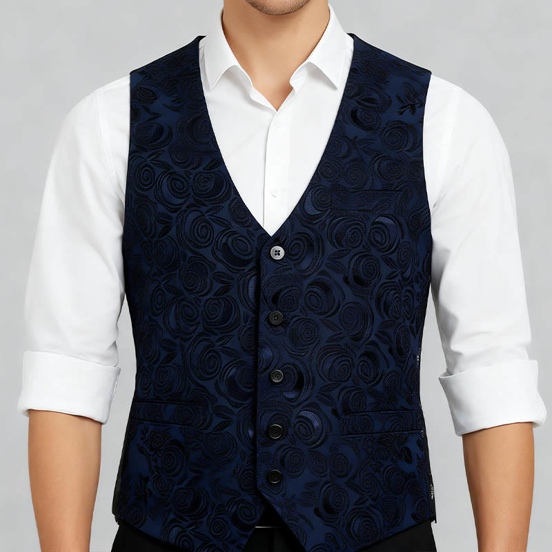 Gilet de costume trois poches à motif cachemire pour homme - image 2