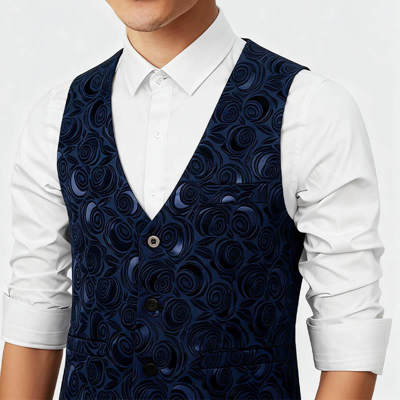 Gilet de costume trois poches à motif cachemire pour homme - image 3