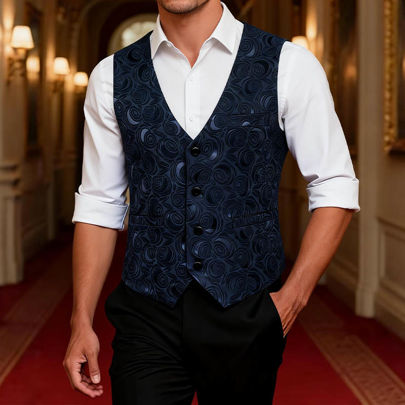 Gilet de costume trois poches à motif cachemire pour homme - image 1