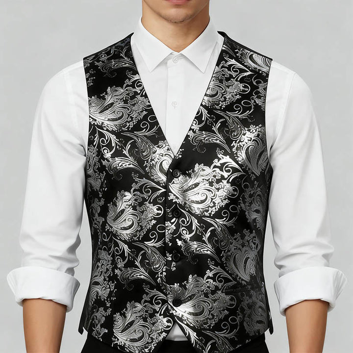 Gilet homme coupe slim à motif cachemire jacquard rétro - image 3