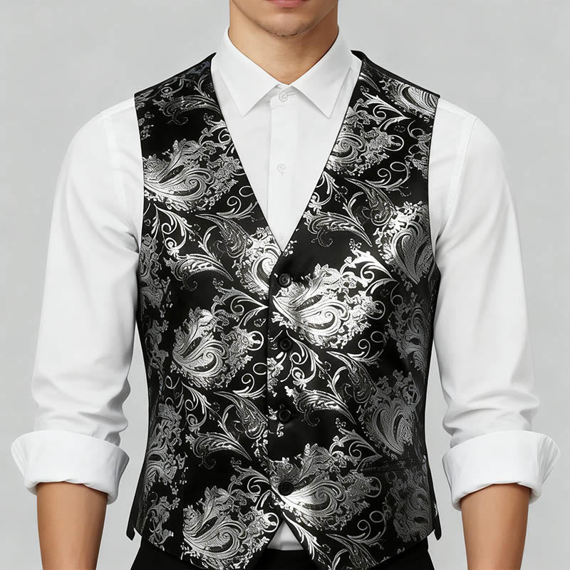 Gilet homme coupe slim à motif cachemire jacquard rétro - image 3