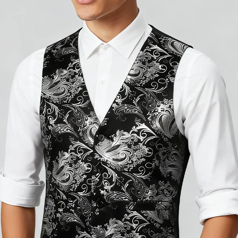 Gilet homme coupe slim à motif cachemire jacquard rétro - image 2