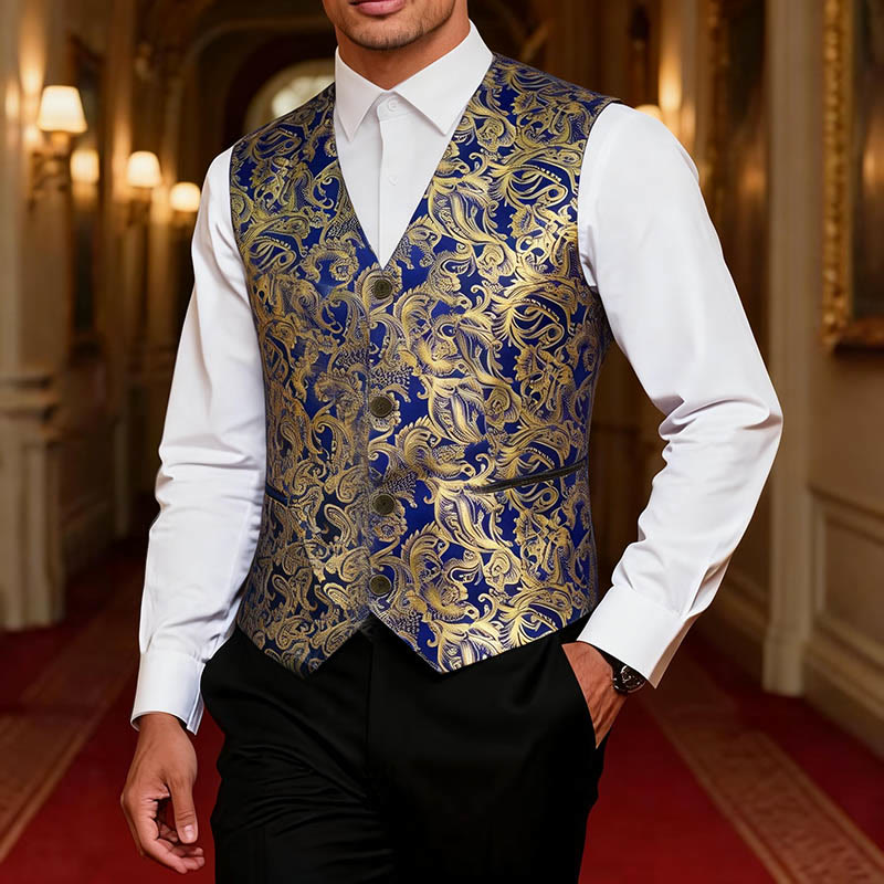 Gilet de costume pour homme à motif cachemire raffiné estampé à chaud - image 1