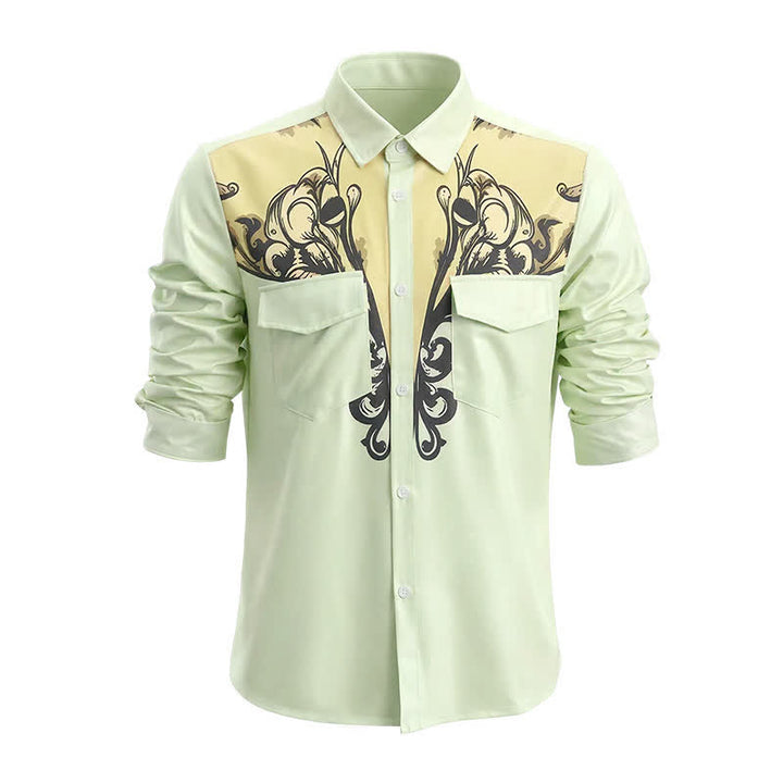 Chemise western à manches longues pour homme, imprimée en 3D avec des volutes baroques - image 4
