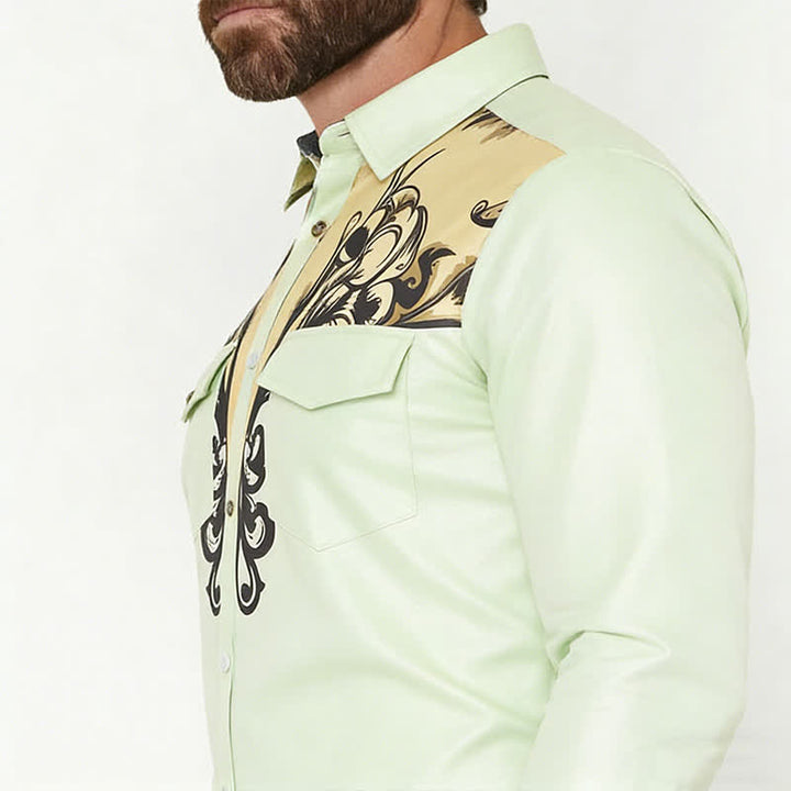 Chemise western à manches longues pour homme, imprimée en 3D avec des volutes baroques - image 3