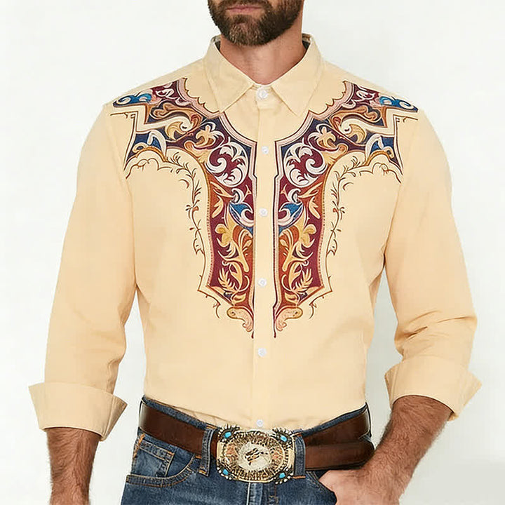 Chemise imprimée 3D style cowboy traditionnel pour homme - image 1