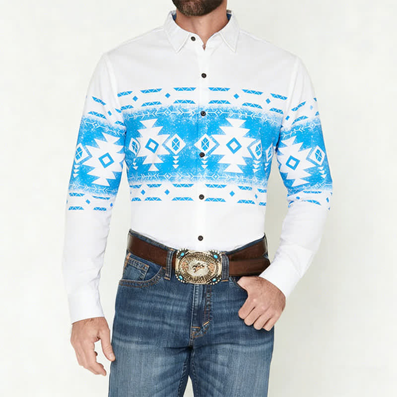 Chemise western pour homme à imprimé géométrique aztèque du sud-ouest - image 1