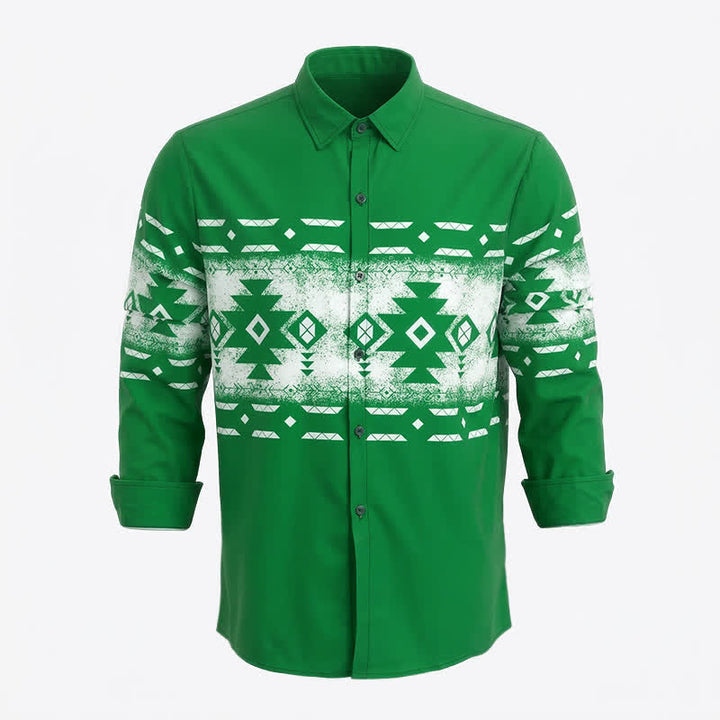 Chemise western pour homme à imprimé géométrique aztèque du sud-ouest - Vert - 3XL - image 5