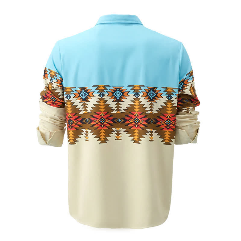 Chemise western homme à imprimé aztèque du sud-ouest, color block - image 5