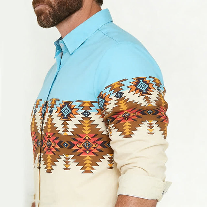 Chemise western homme à imprimé aztèque du sud-ouest, color block - image 3