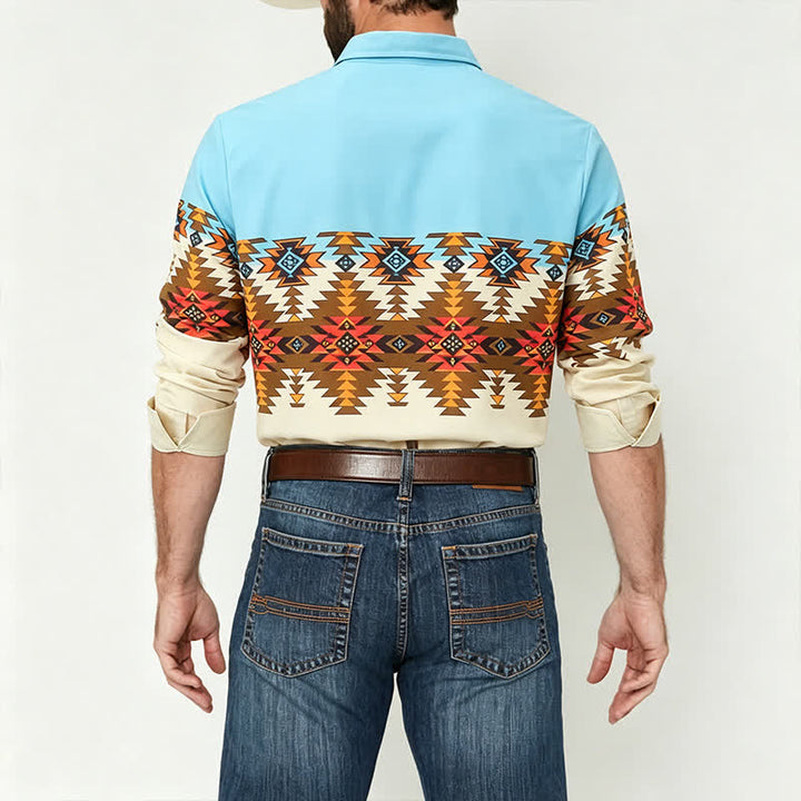 Chemise western homme à imprimé aztèque du sud-ouest, color block - image 2