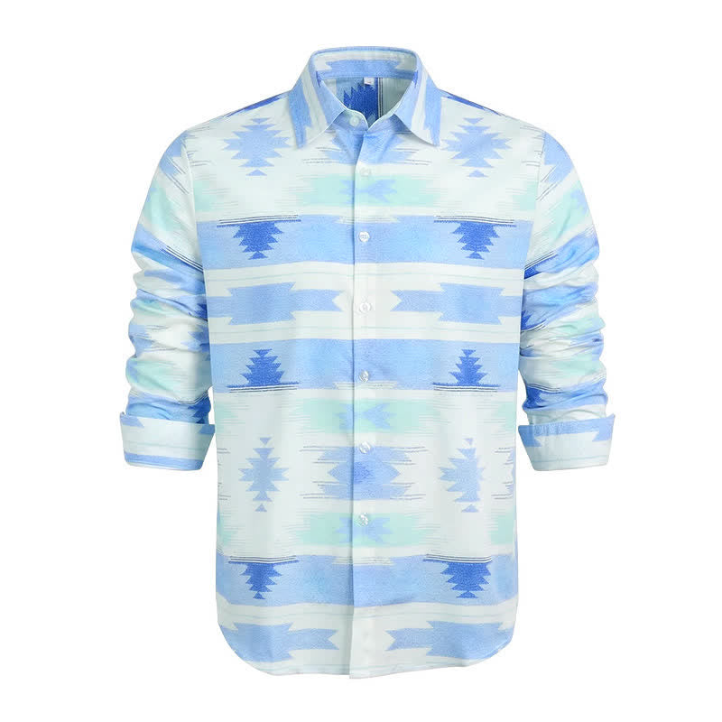 Chemise western bleu clair pour homme à imprimé géométrique aztèque - image 4