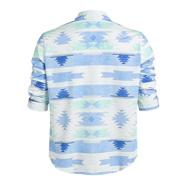 Chemise western bleu clair pour homme à imprimé géométrique aztèque - image 5