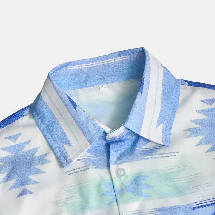 Chemise western bleu clair pour homme à imprimé géométrique aztèque - image 6