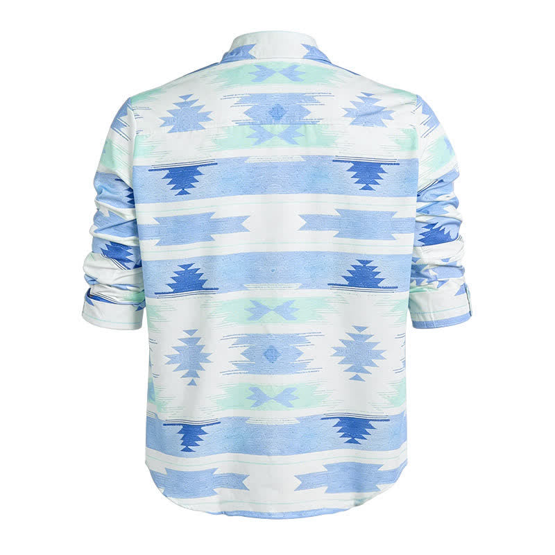 Chemise western bleu clair pour homme à imprimé géométrique aztèque - image 5