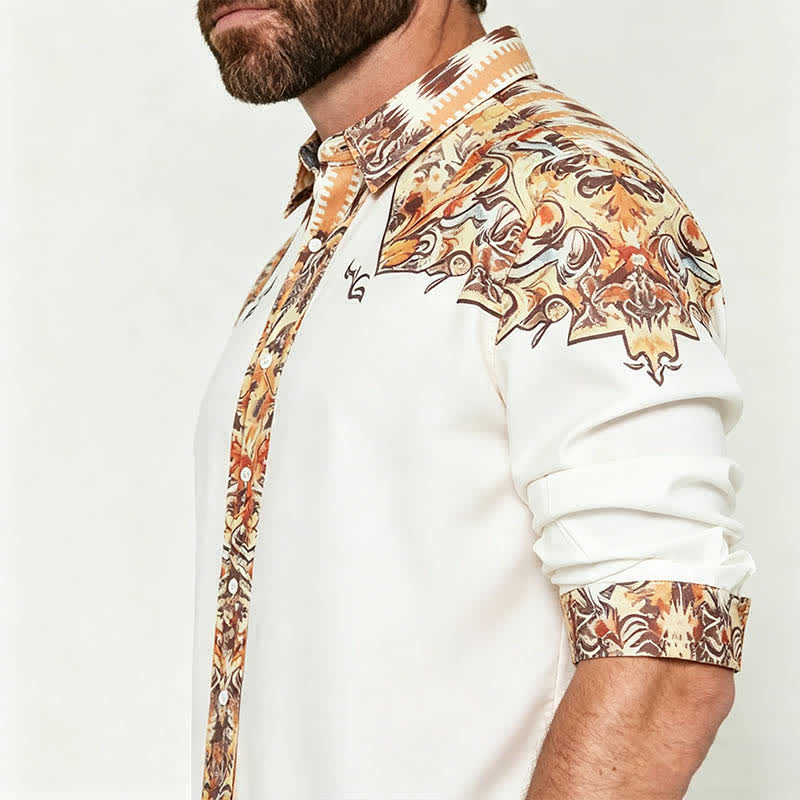 Chemise western rétro pour homme, imprimée en 3D à motif cachemire - image 3