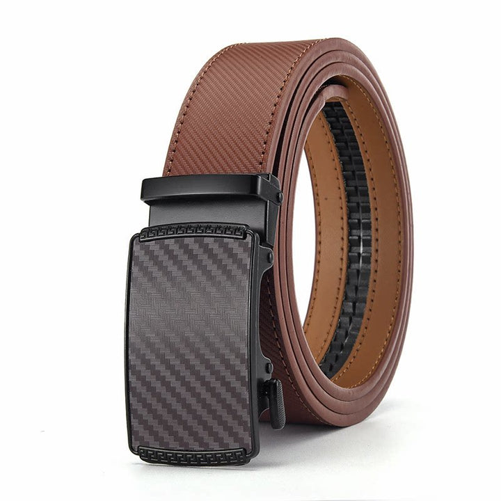 Ceinture homme en cuir véritable à boucle automatique, style business casual - Brun - 46 - image 0