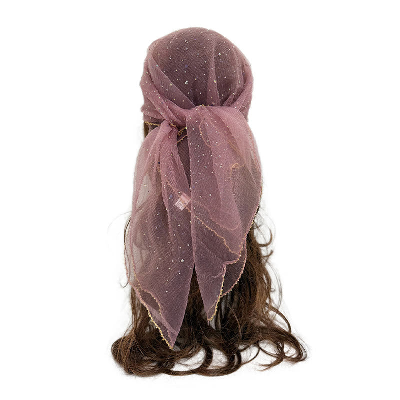 Écharpe d'été légère et scintillante pour femme, ornée de strass et de perles. - Rose clair - image 20