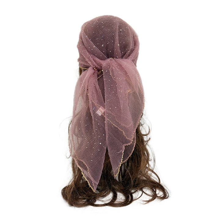 Écharpe d'été légère et scintillante pour femme, ornée de strass et de perles. - Rose clair - image 20