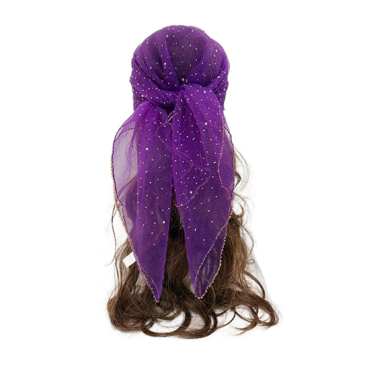 Écharpe d'été légère et scintillante pour femme, ornée de strass et de perles. - Violet - image 1