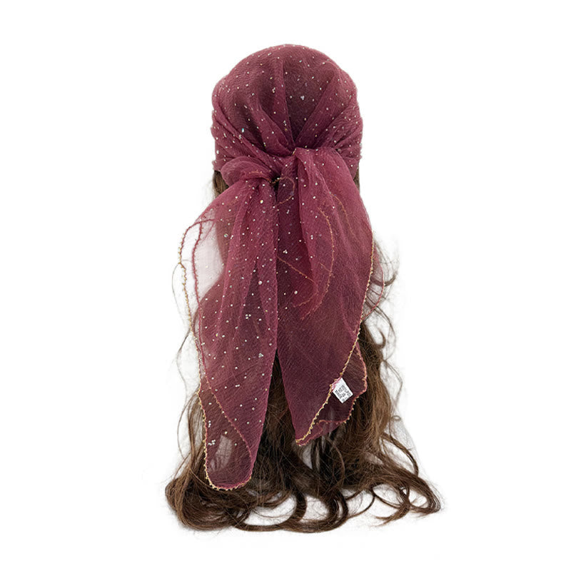 Écharpe d'été légère et scintillante pour femme, ornée de strass et de perles. - brun rougeâtre - image 7