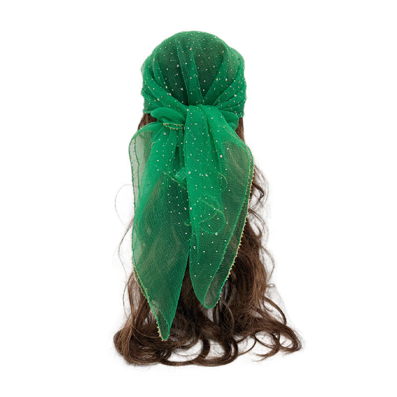 Écharpe d'été légère et scintillante pour femme, ornée de strass et de perles. - Vert - image 4