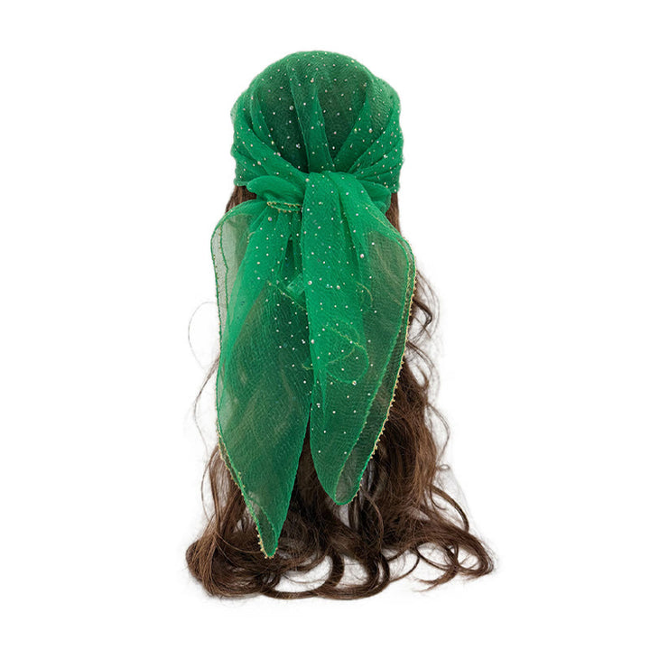 Écharpe d'été légère et scintillante pour femme, ornée de strass et de perles. - Vert - image 4