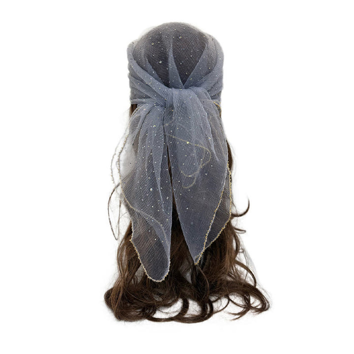 Écharpe d'été légère et scintillante pour femme, ornée de strass et de perles. - Gris - image 15