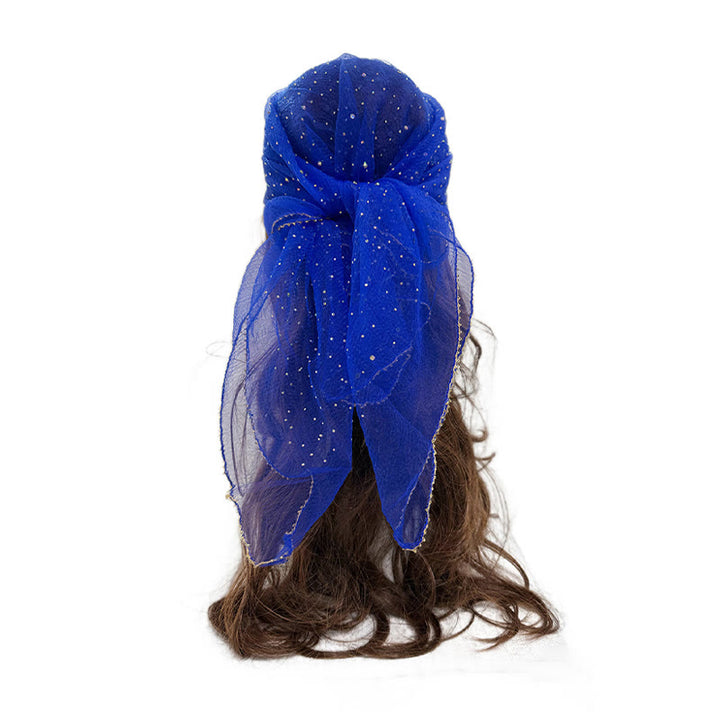 Écharpe d'été légère et scintillante pour femme, ornée de strass et de perles. - Bleu royal - image 12