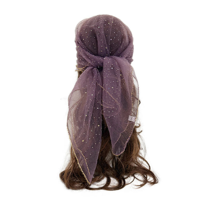 Écharpe d'été légère et scintillante pour femme, ornée de strass et de perles. - Violet clair - image 10