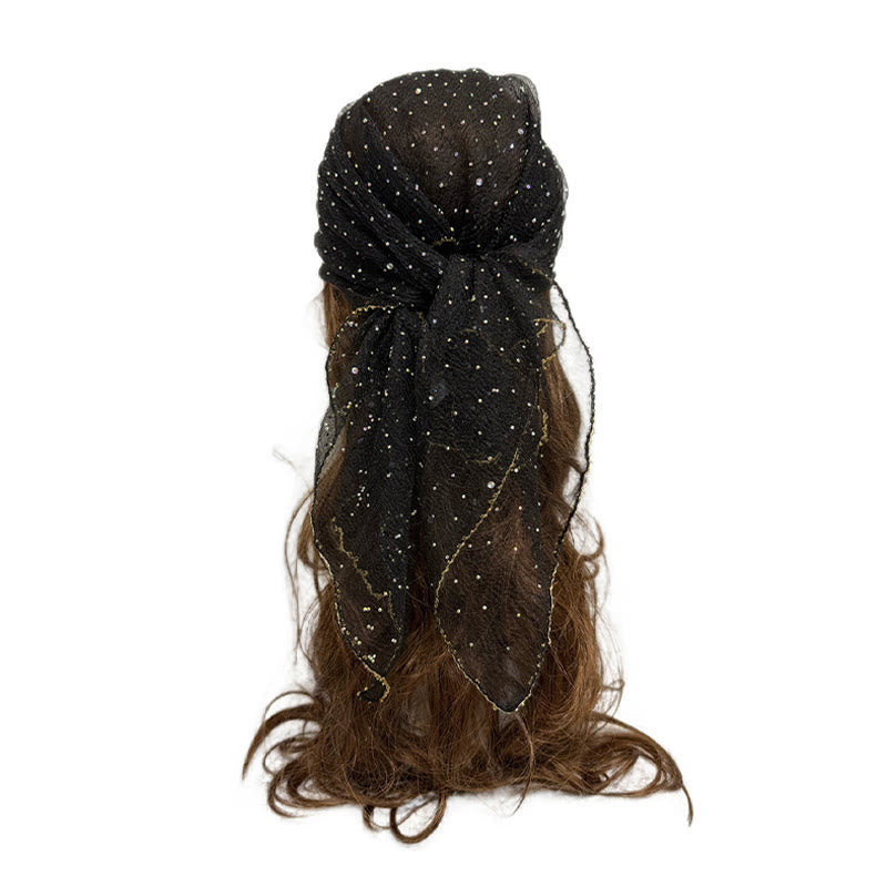 Écharpe d'été légère et scintillante pour femme, ornée de strass et de perles. - Noir - image 19