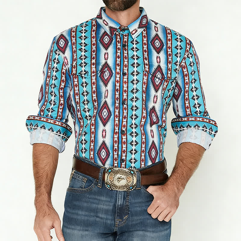 Chemise imprimée 3D American West Red Diamond pour homme - image 1