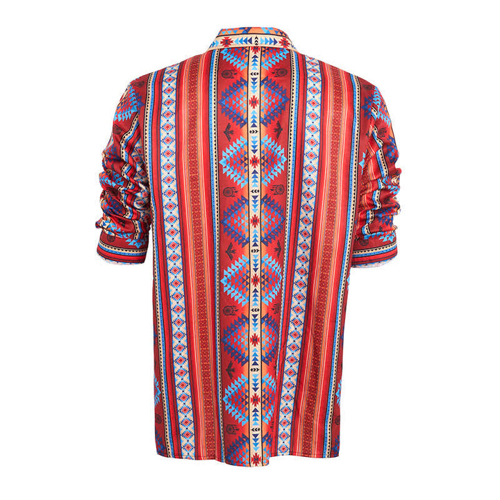 Chemise western orange pour homme, imprimée en 3D avec un motif tribal du sud-ouest - image 9