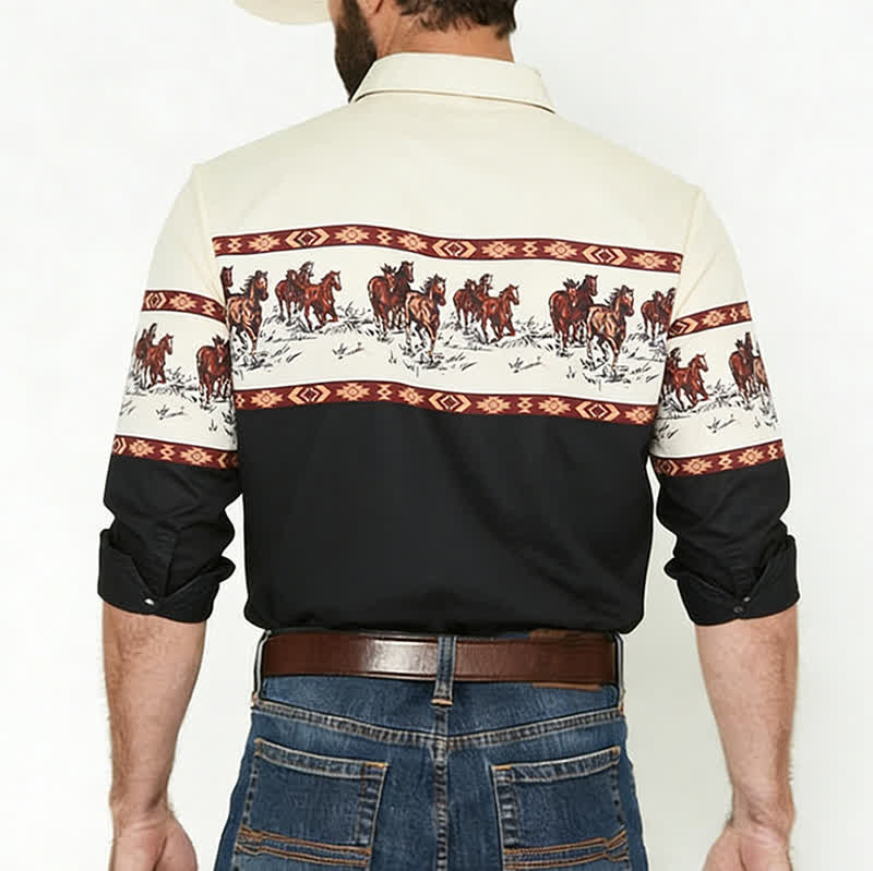 Chemise de cowboy bleue pour homme, imprimée en 3D avec un motif aztèque du sud-ouest. - image 2