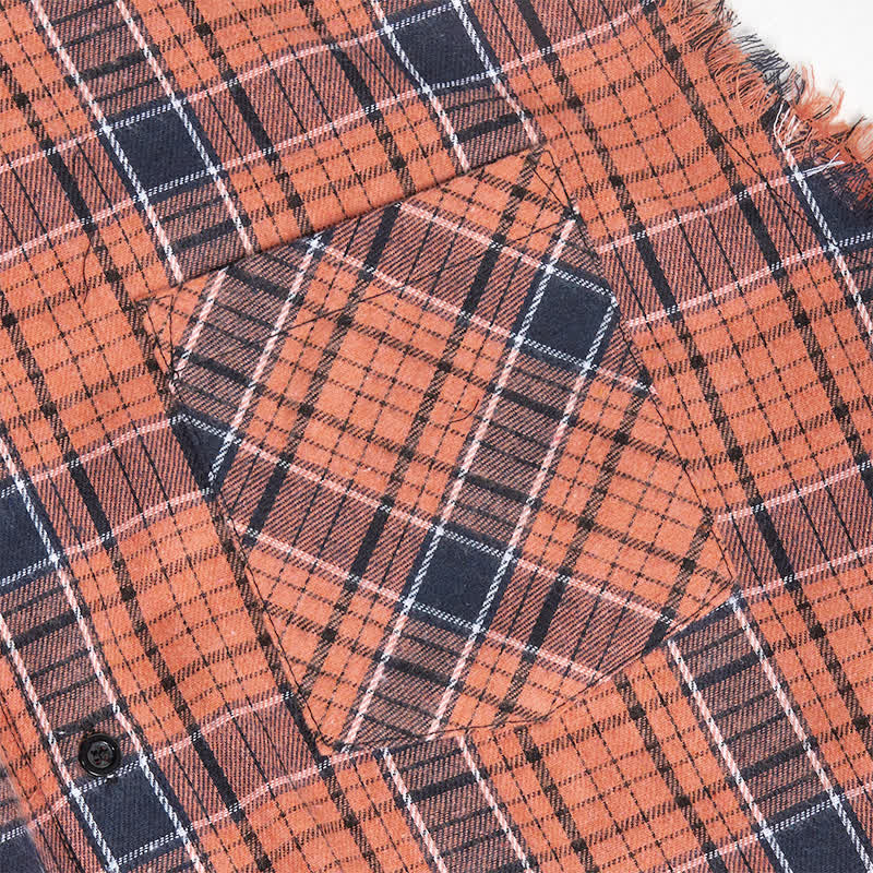 Gilet sans manches à carreaux orange et noirs pour homme - image 5