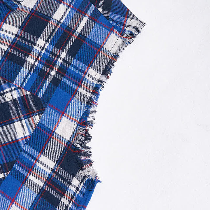 Gilet sans manches à carreaux bleus et blancs style western pour homme - image 7