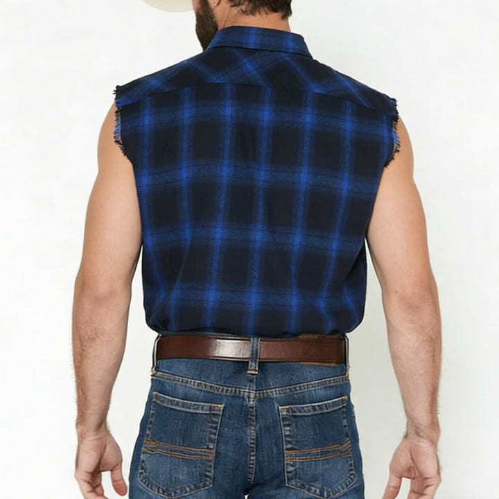 Gilet sans manches à carreaux style western pour homme - image 2