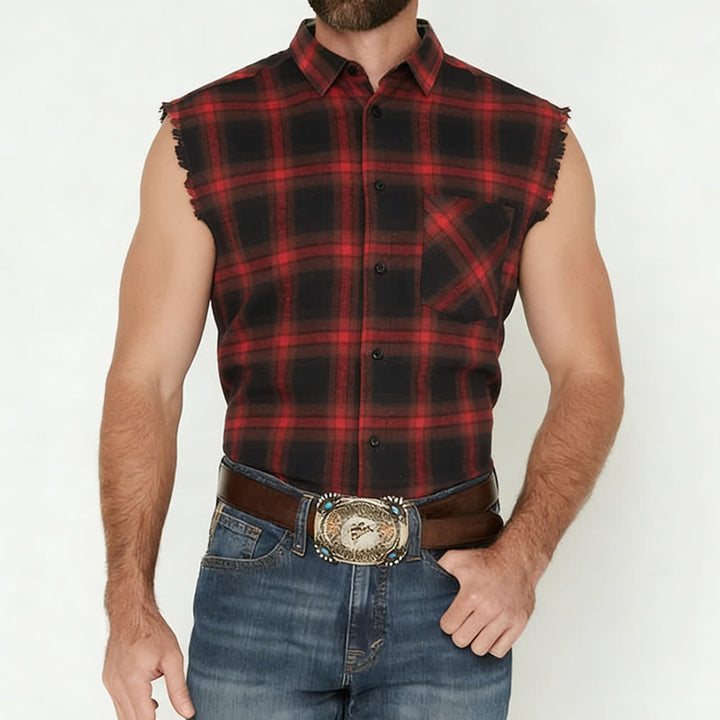 Gilet sans manches à carreaux style western pour homme - image 11