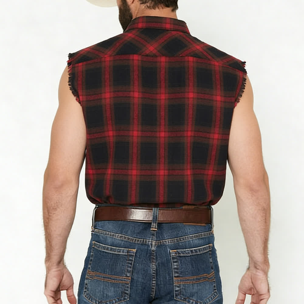 Gilet sans manches à carreaux style western pour homme - image 12