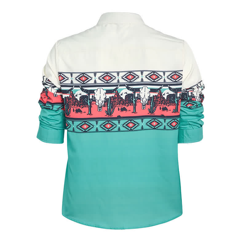 T-shirt homme imprimé en 3D avec un taureau Longhorn et un motif désertique, style color-block - image 8