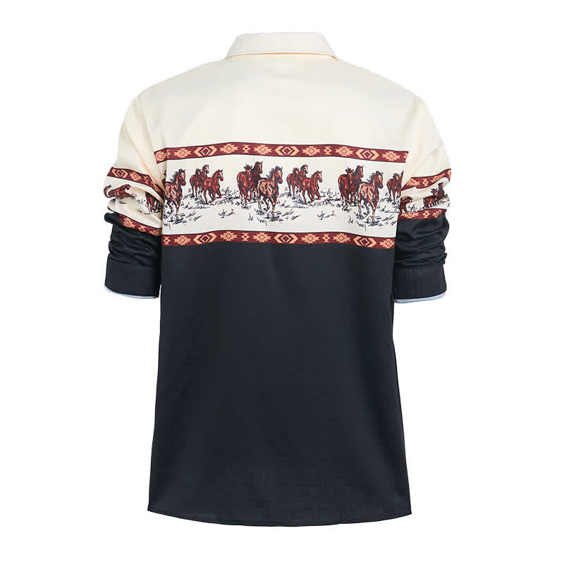 Chemise à blocs de couleurs pour homme avec imprimé cheval - image 9
