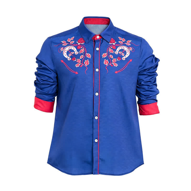Chemise de cowboy pour homme Rugged West à motif fer à cheval et rose - image 9