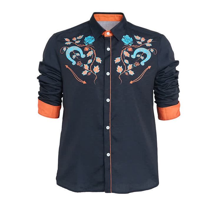 Chemise de cowboy pour homme Rugged West à motif fer à cheval et rose - image 12