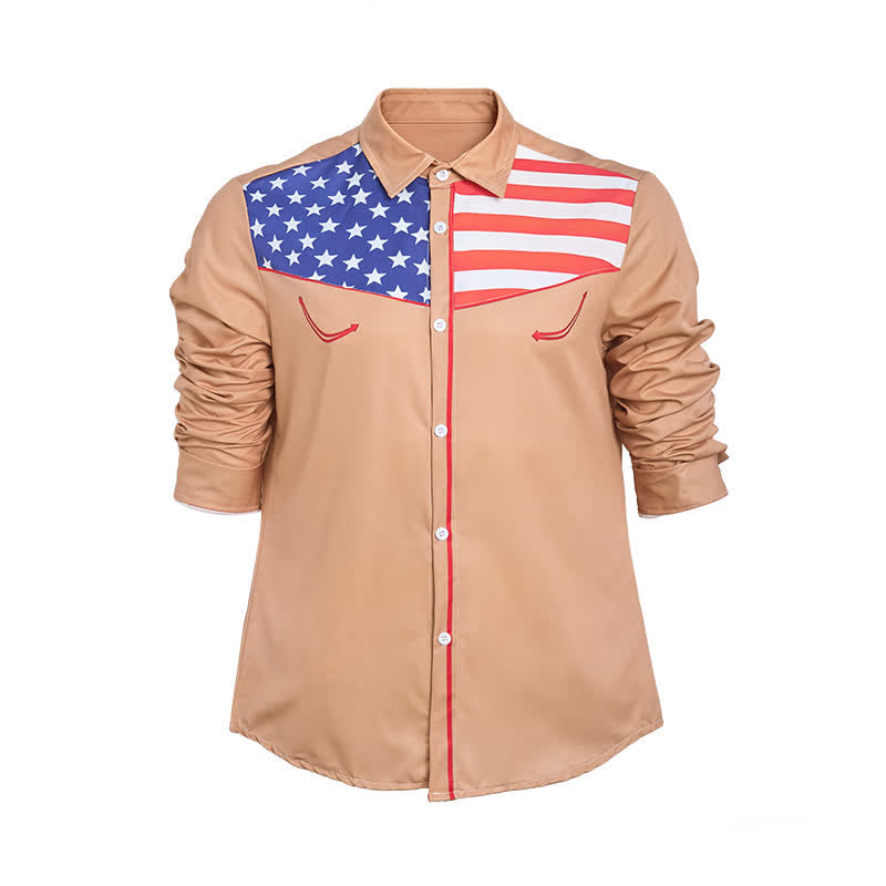 Chemise à boutons pour homme avec empiècement à motif drapeau américain western - image 11